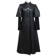 Roberta Di Camerino leather coat with knitted sleeves, c. 1970s 2