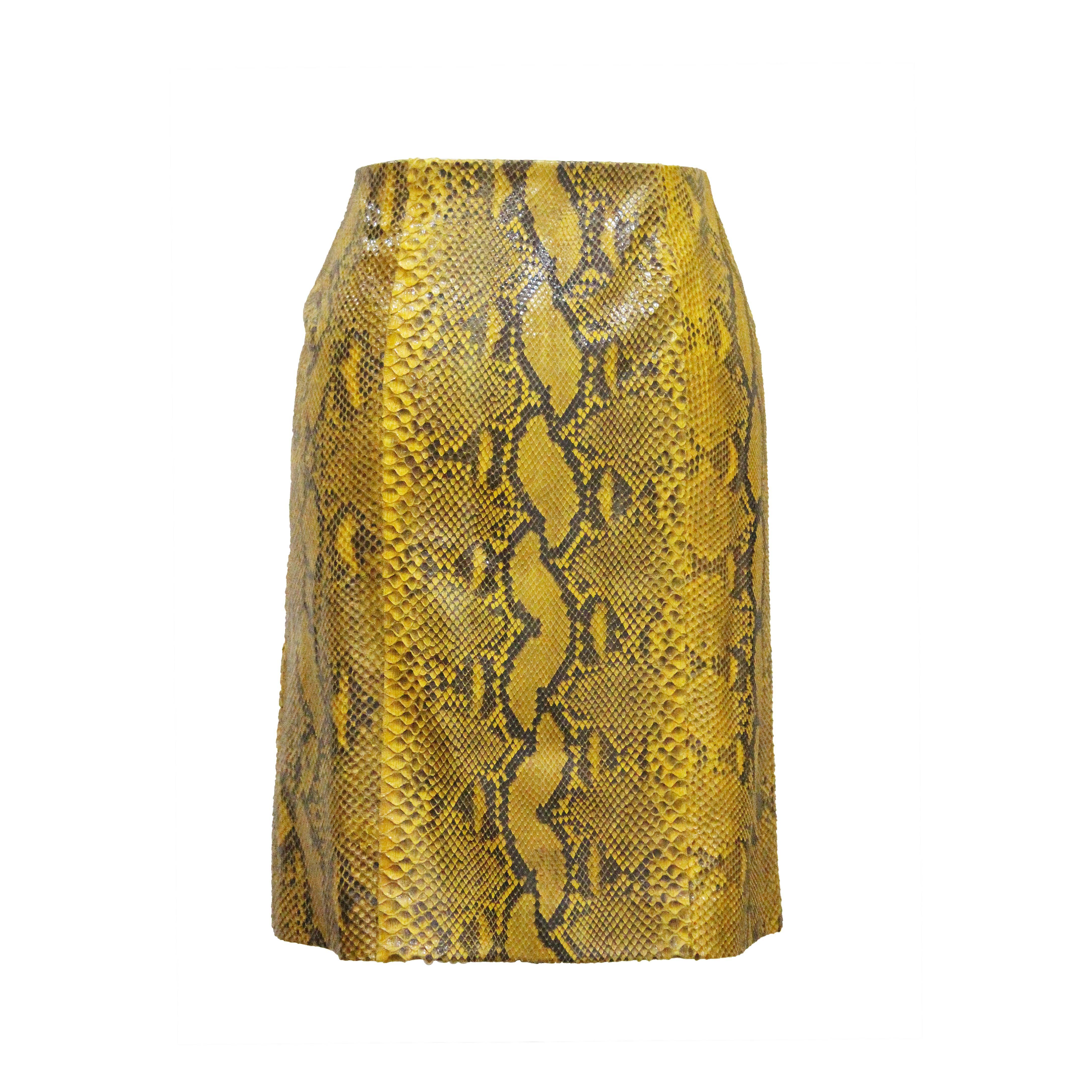 Gianfranco Ferre yellow python pencil skirt, c. 1990s