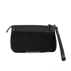 Vintage GUCCI Italian Black Suede CLUTCH Purse WRIST BAG Wristlet HANDBAG w/ BOX AS