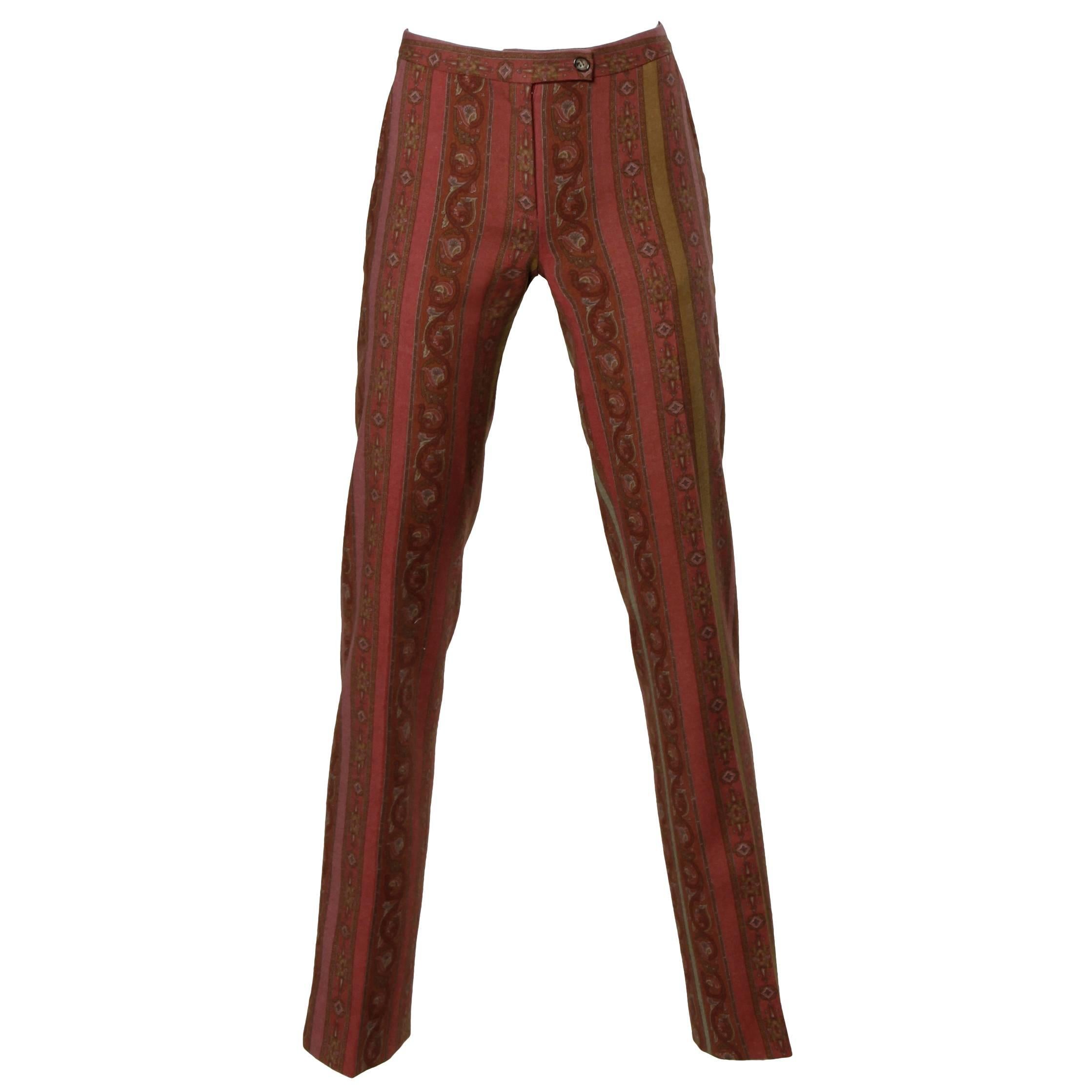 Etro Wool Blend Paisley Trousers or Pants For Sale
