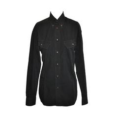 Thierry Mugler Men's Black Cotton Snap Accent Shirt 5