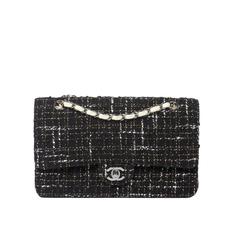 Vintage Chanel Classic Double Flap 26 Black Tweed