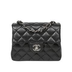 Chanel Classic Mini Flap 17 Black Perforated Leather