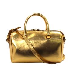 Saint Laurent Gold Leather Classic Duffle Bowling Bag