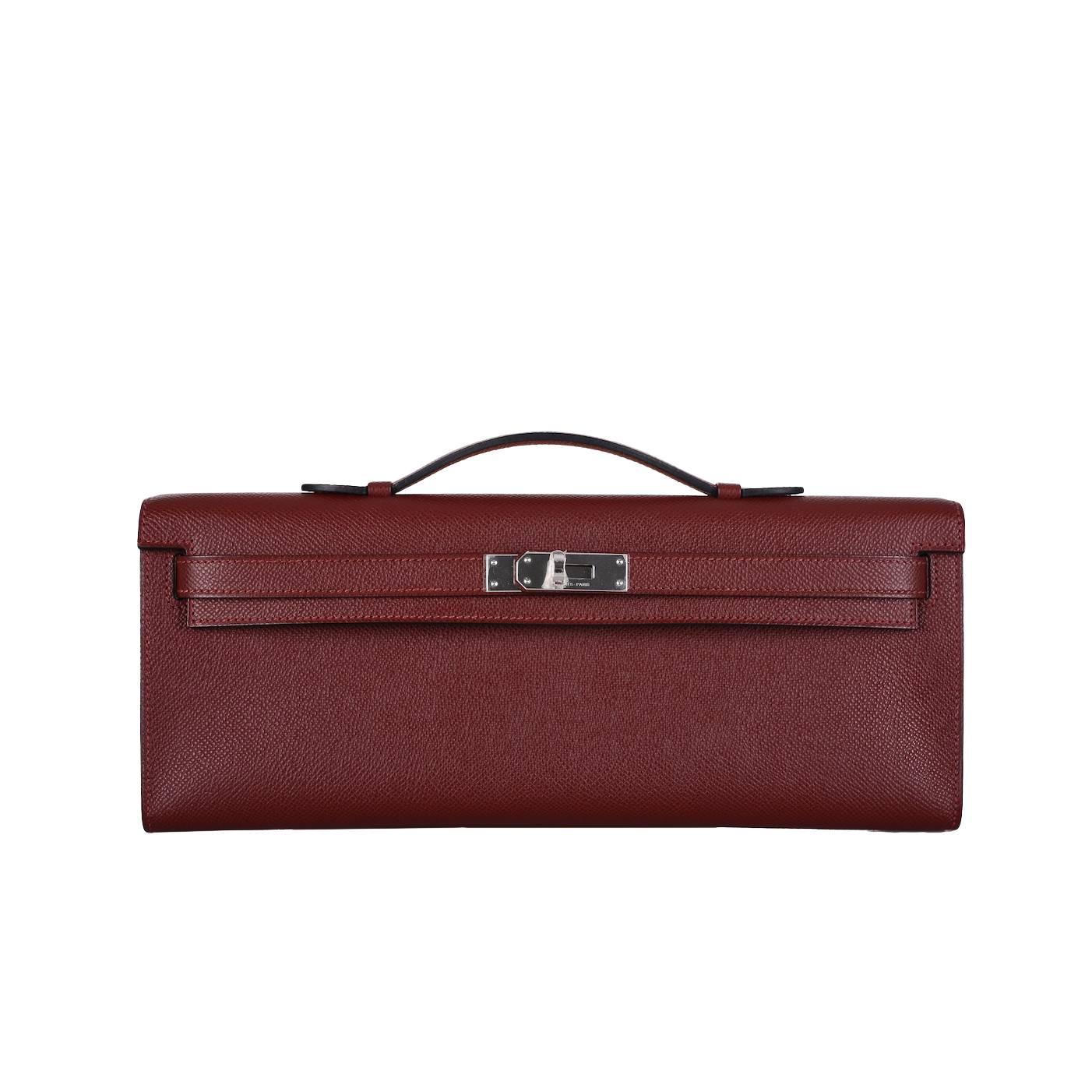 HERMES KELLY ROUGE H BAG KELLY CUT CLUTCH POCHETTE JaneFinds