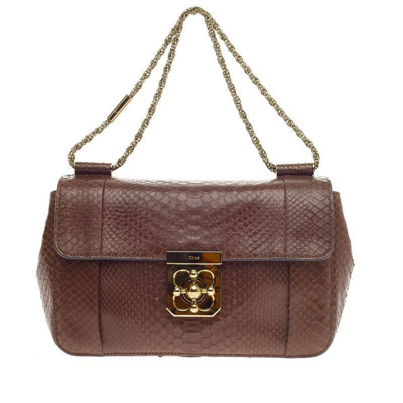 Chloe Elsie Chain Shoulder Bag Python Medium