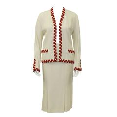 Vintage 1980s Chanel Cream and Red Ensemble