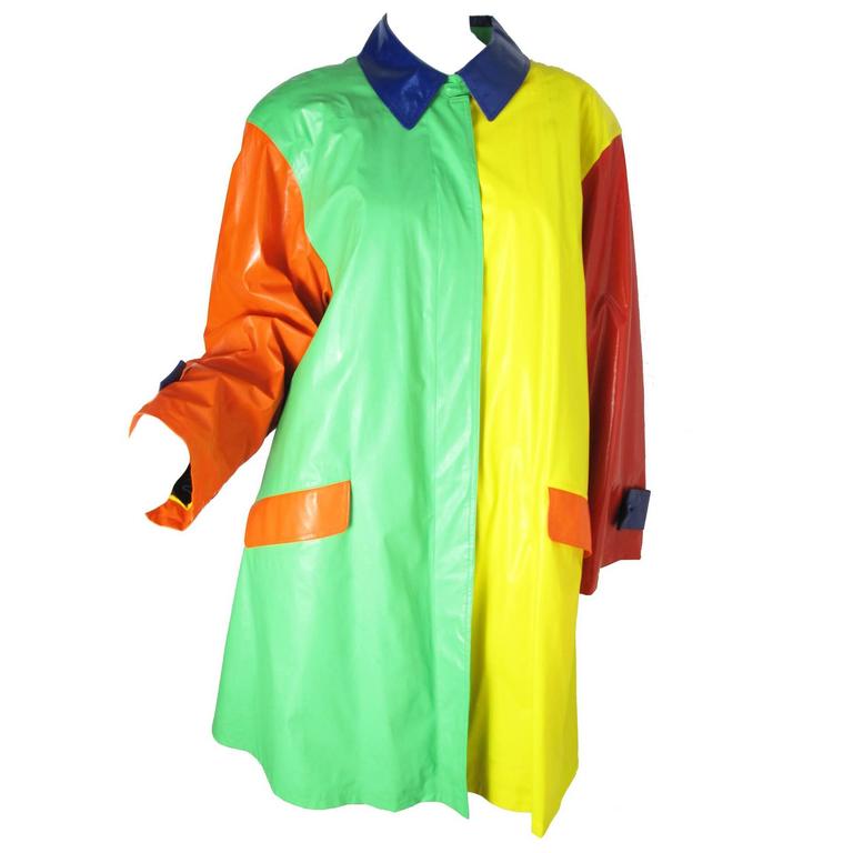 1980s Bill Blass Color Block Raincoat
