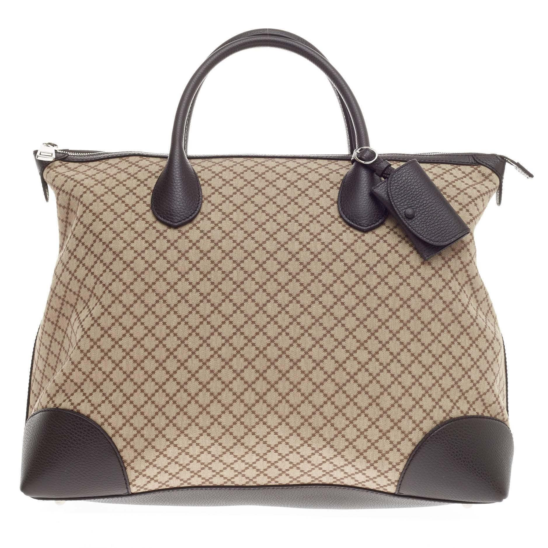 Gucci Weekender Zip Tote Diamante Canvas Large