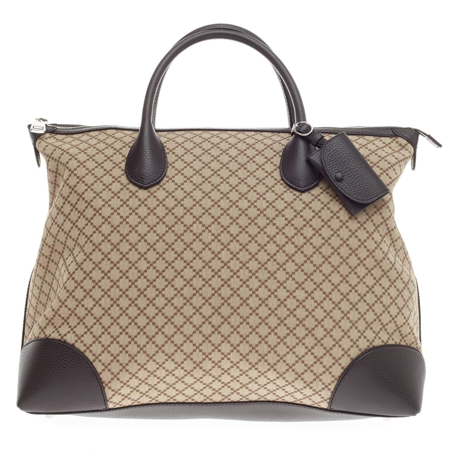 Gucci Weekender Zip Tote Diamante Canvas Large at 1stdibs