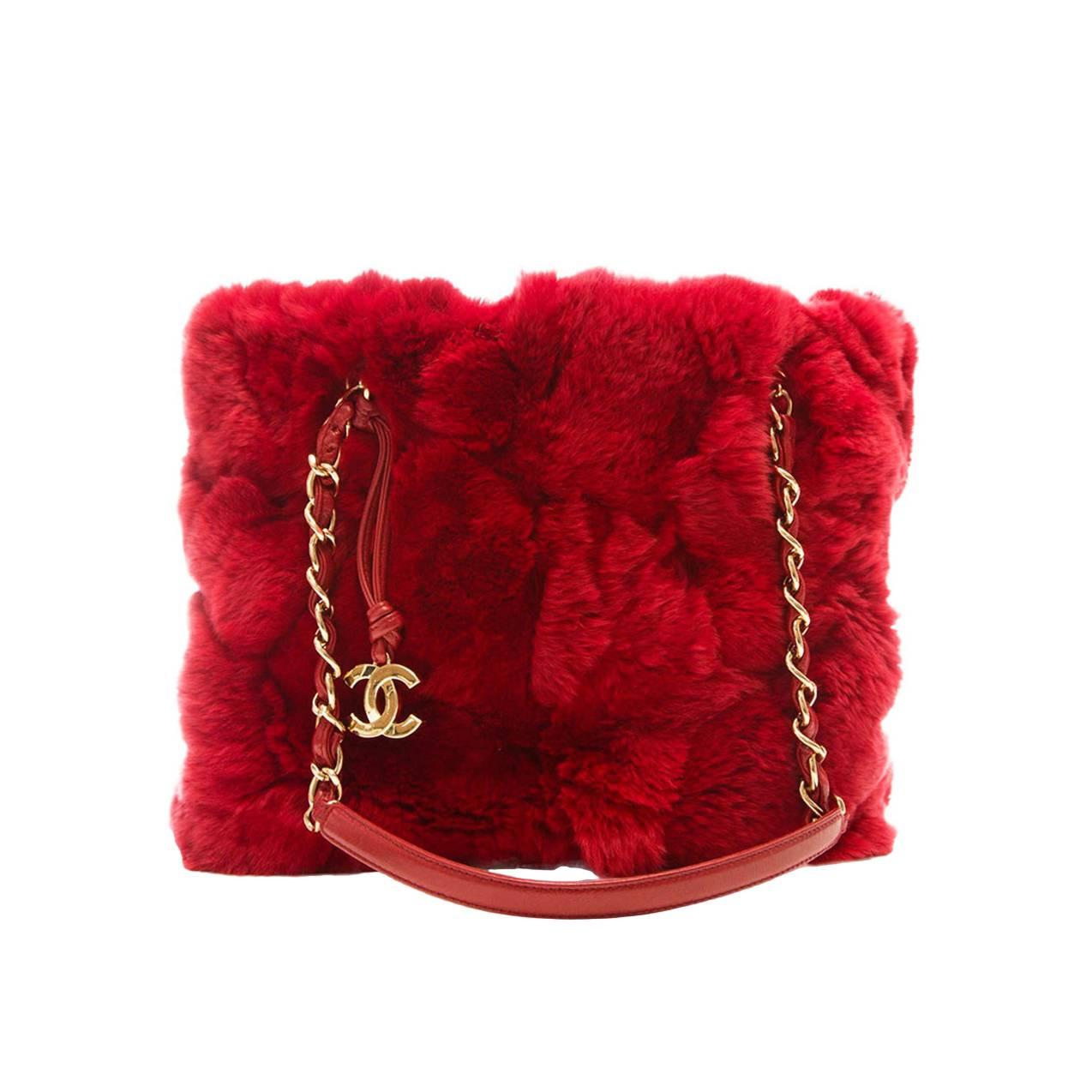 Chanel Magenta Rabbit Fur Handbag
