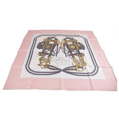 HERMES PARIS Vintage Silk SCARF BRIDES DE GALA Hugo Grygkar 1957 Pink 