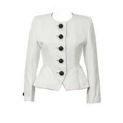 Vintage 1980's Yves Saint Laurent YSL White Jacket with Dome Buttons