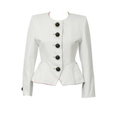 1980's Yves Saint Laurent YSL White Jacket with Dome Buttons 6