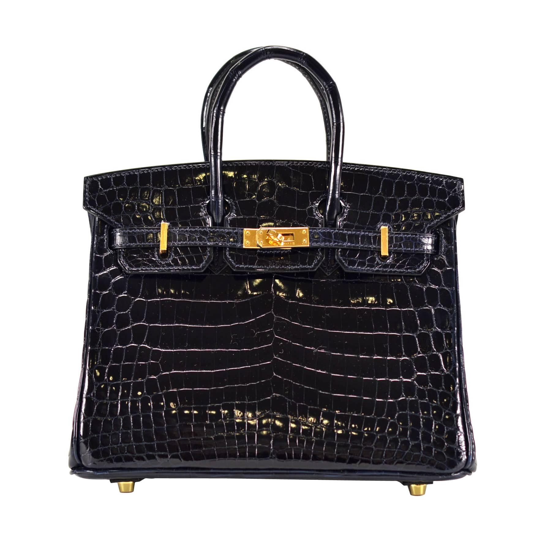 Hermes Birkin bag 25 Crocodilus Niloticus Blue Marine CC Gold hardware 2015