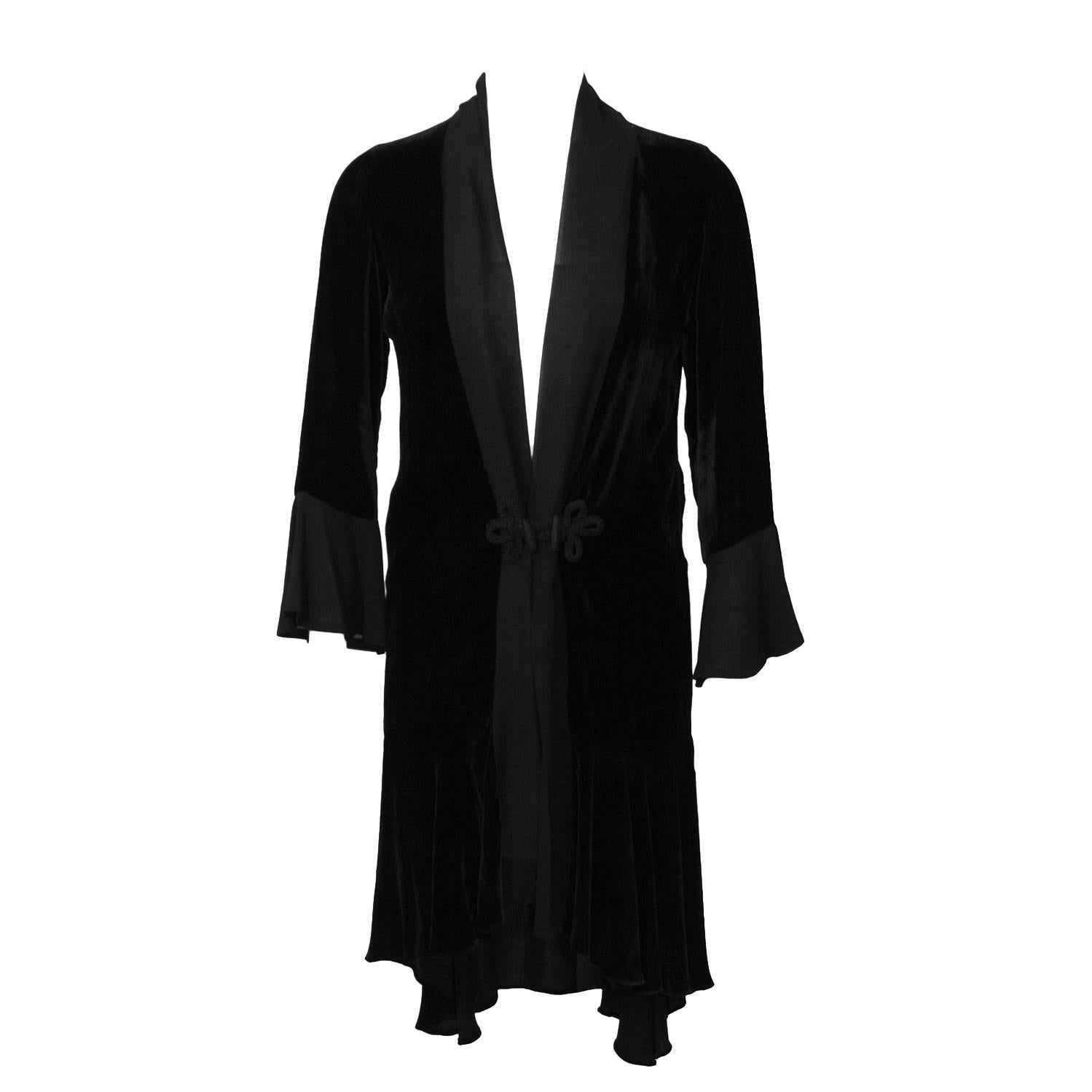1930's Anonymous Black Velvet Robe Jacket