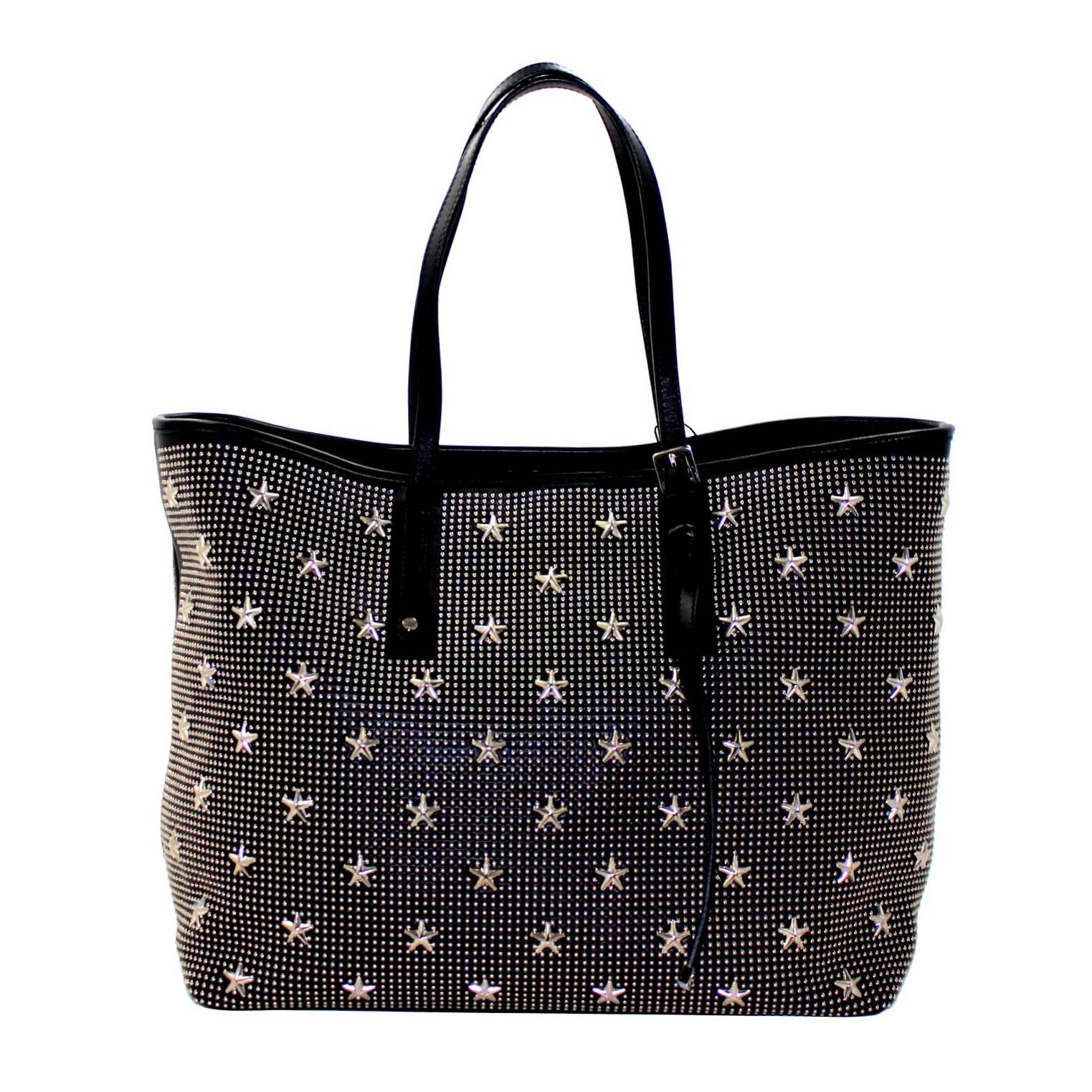 Jimmy Choo Black Leather Star Stud Tote- Sasha