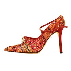 2003 Manolo Blahnik Brocade Ankle Strap Pump 