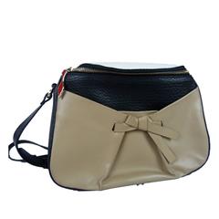 Christian Louboutin Black and Beige Leather Crossbody Bag