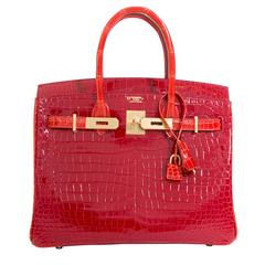 BRAND NEW Hermès Birkin Bicolor Braisse & Geranium Porosus Lisse Permabrass