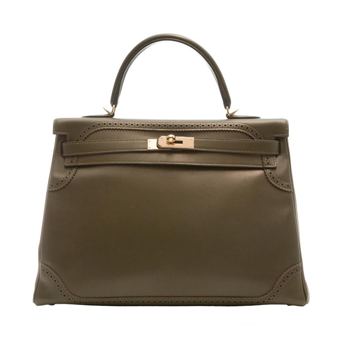 Hermes Green Kelly Ghillies 35cm