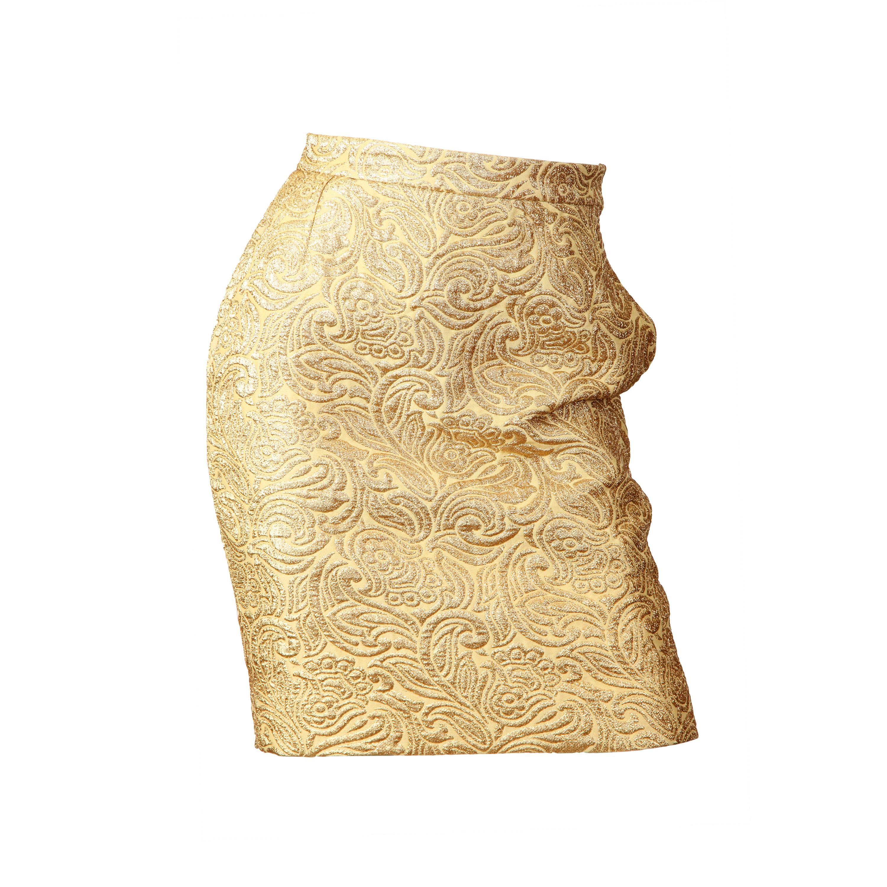 Yves Saint Laurent YSL Gold Lamé Skirt