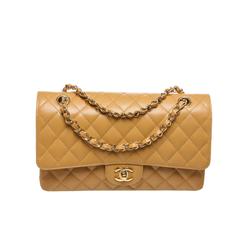 Chanel Tan Caviar Classic 2.55 Medium Double Flap Handbag GHW