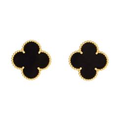 Van Cleef & Arpels '15 Gold & Onyx Magic Alhambra Earrings