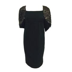 Chanel Black Empire Shift With Sequined Capped Raglan Sleeves 
