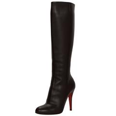 Christian Louboutin Brown Leather Babel 100 Tall Boots sz 38.5 rt. $1, 495