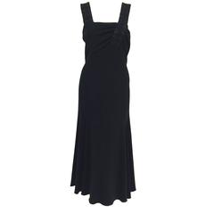 Armani Collezioni Black Bias Cut Cocktail Dress With Jet Beaded Straps 9