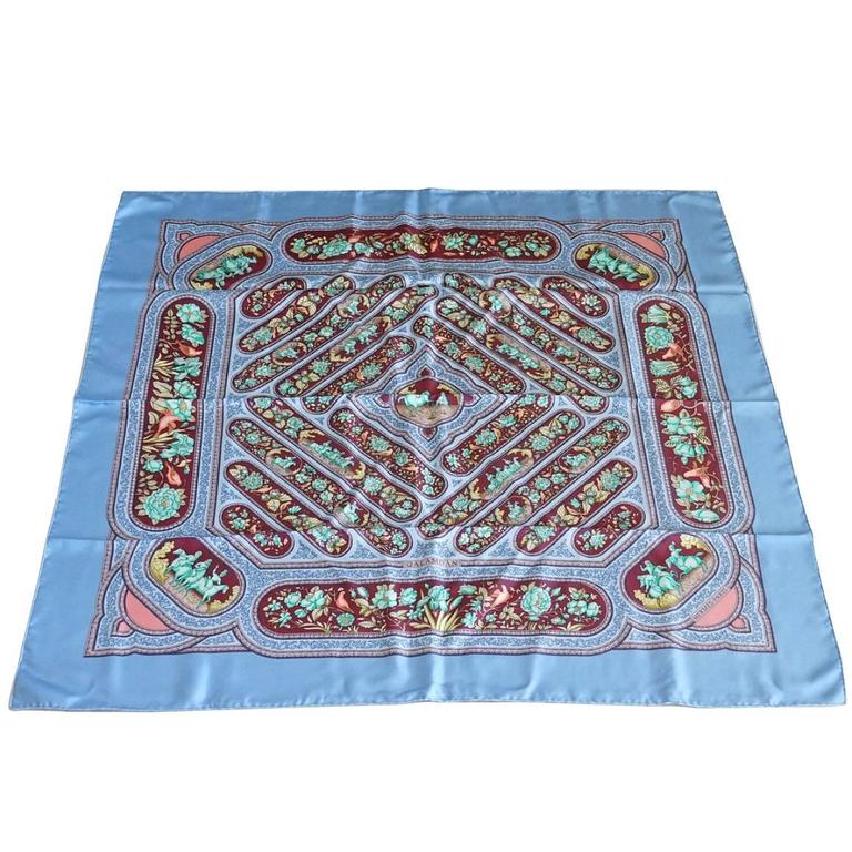 Hermes Scarf Vintage Print Qalamdan Silk Beauty For Sale at 1stdibs