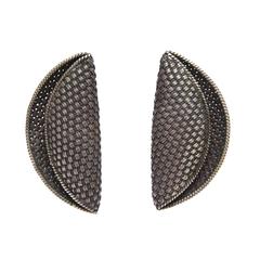 Pair of Early John Hardy Woven Sterling Silver Sculptural Clip Earrings 11
