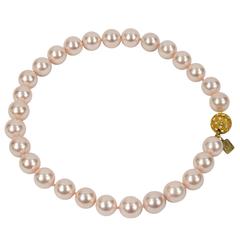 Striking Large Luscious Pink Faux Pearl Choker Necklace 9