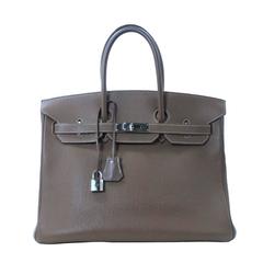 Hermes 35 cm Etoupe Greige Togo Birkin- PHW