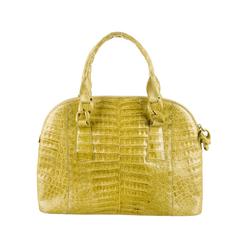 Nancy Gonzalez Lime Green Crocodile Leather Dome Satchel Bag