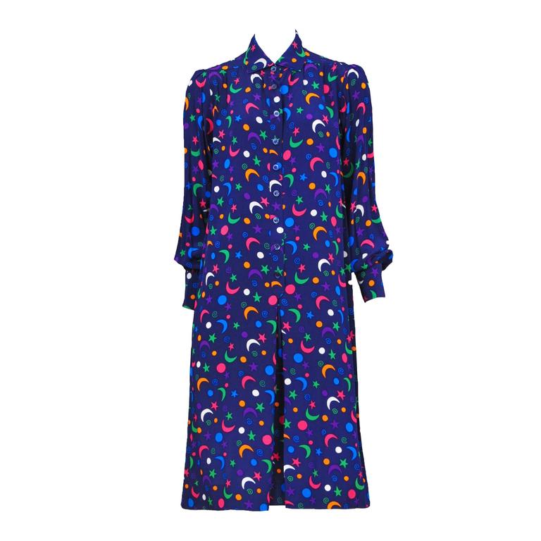 Yves Saint Laurent Blue Moon and Star Dress For Sale