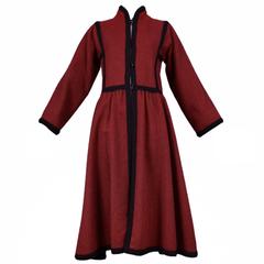 Vintage Yves Saint Laurent Red Wool Toggle Coat 