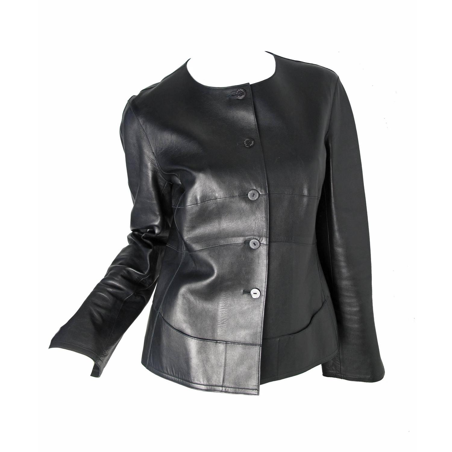 Chanel Black Leather Jacket at 1stdibs