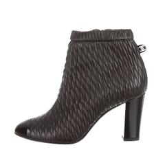 Chanel CC Black Quilted Leather CC Booties with Tags