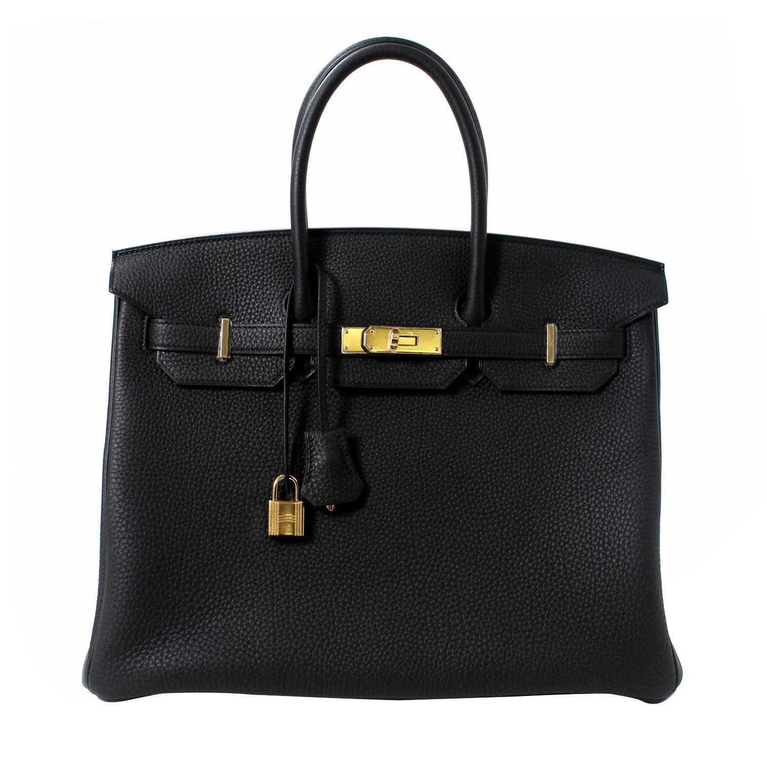 Hermes Black Birkin Bag- 35 cm, Togo Leather with Gold Hardware