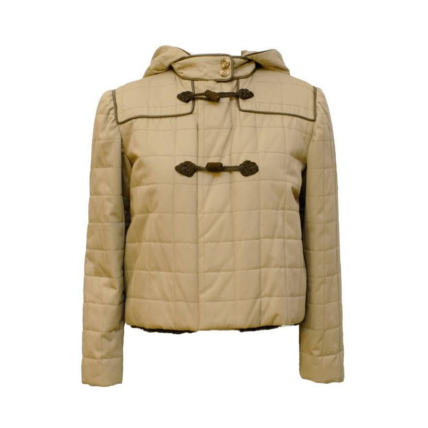 1980s Valentino Tan Cropped Duffle Jacket