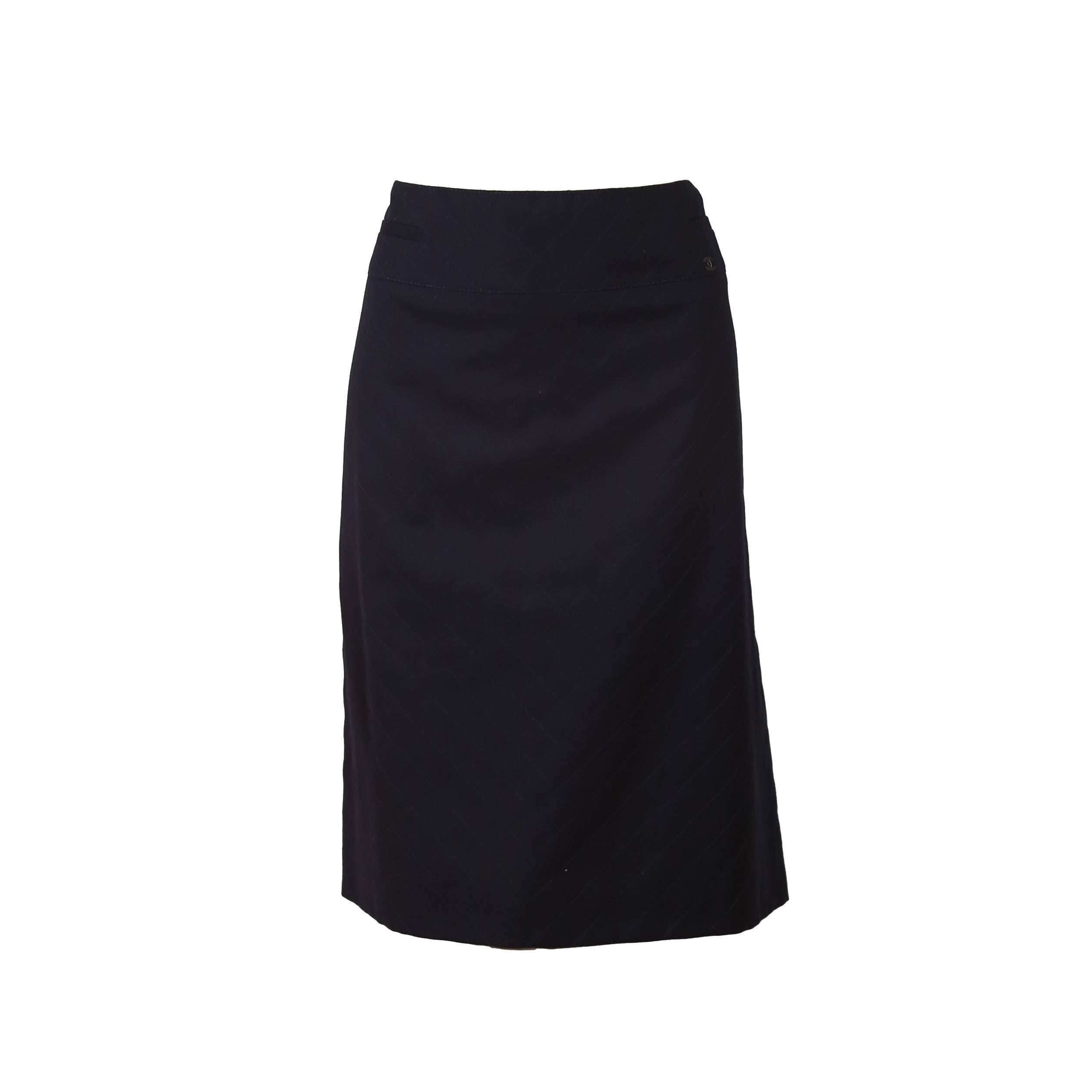 Chanel Black Wool and Cashmere Blend Skirt
