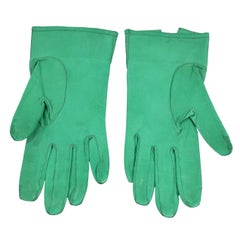 Chanel Green Leather Gloves 12