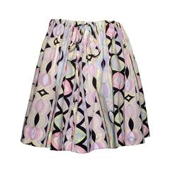 Emilio Pucci Black & Pastel Pucci Print Cotton Skirt or Swim Cover Up