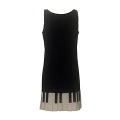 Moschino Cheap & Chic 2000s Re-Do of Iconic 90s Black Piano Keyboard Pleat Dress