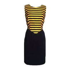 Moschino Cheap & Chic VTG 80s Yellow & Black Bumble Bee Stripe Dress 11