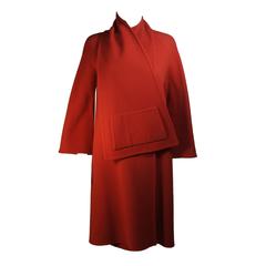 FABIANI Burnt Orange Wool Wrap Coat with Pocket Detail Size 6-8