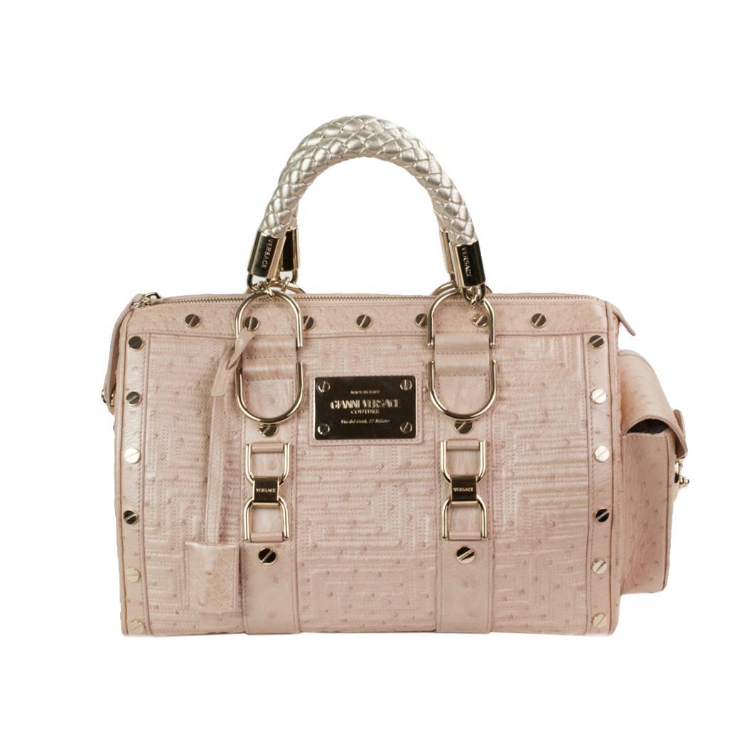 Gianni Versace Couture Powder Pink Ostrich Bag