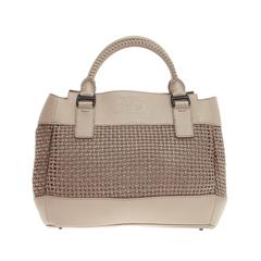 Burberry Whipstitch Handle Tote Woven Leather Large